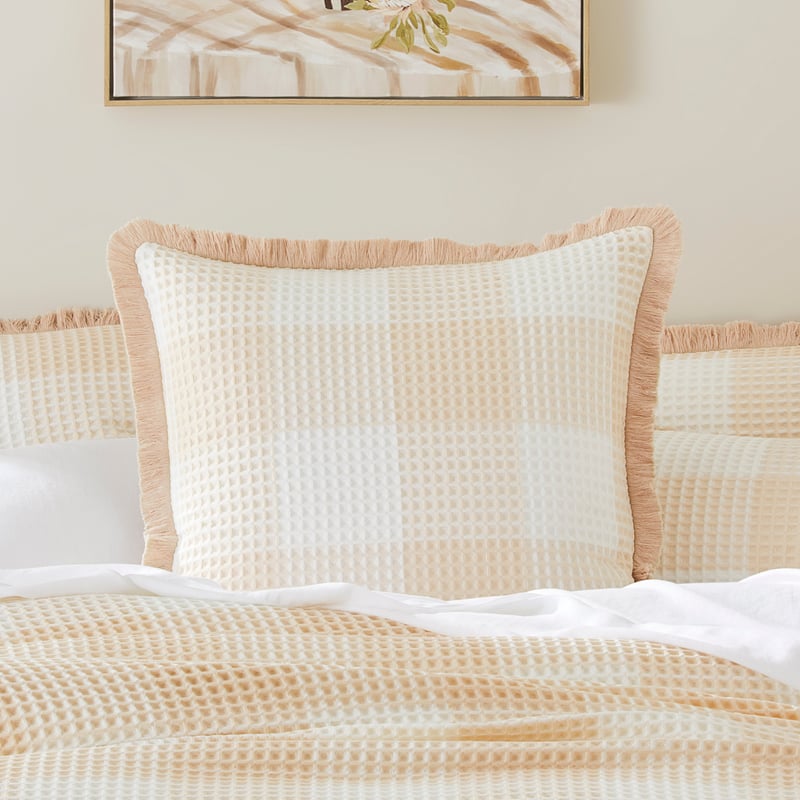 Harlem Waffle Check Pink Sand Quilt Cover Separates