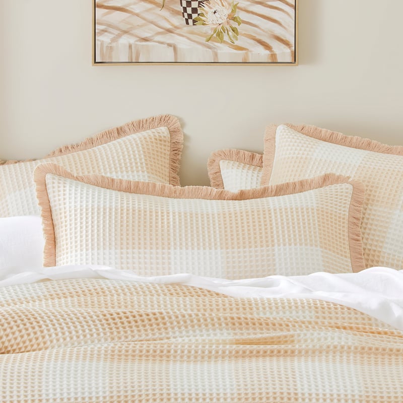Harlem Waffle Check Pink Sand Quilt Cover Separates