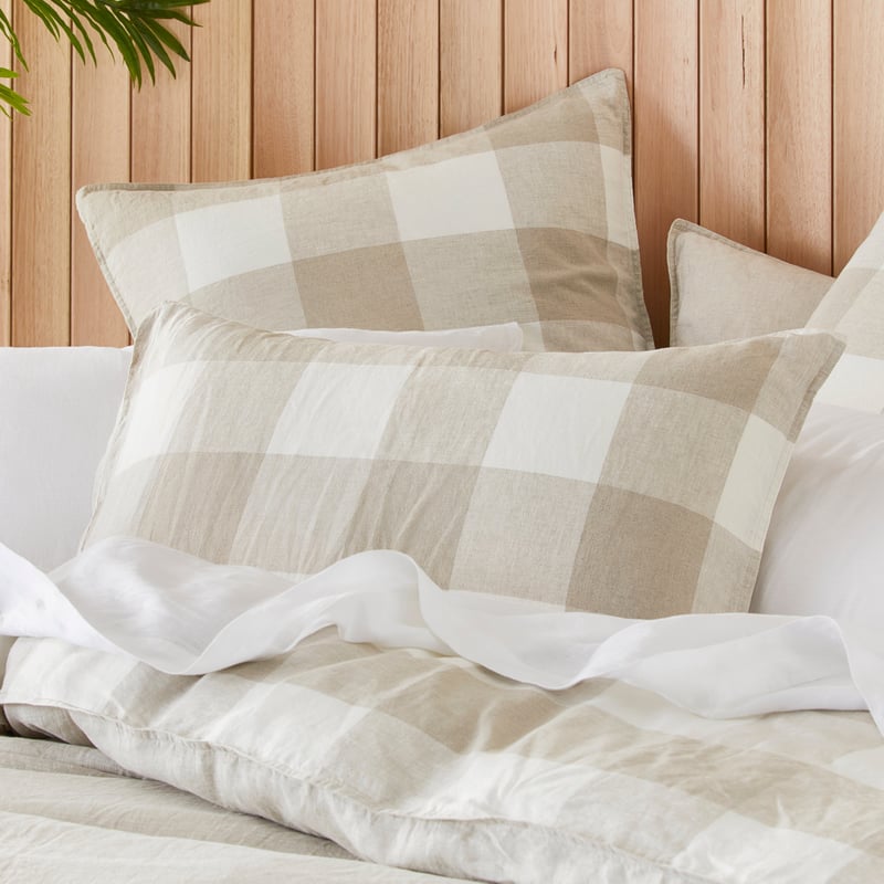 Vintage Washed Linen Large Linen Check Quilt Cover Separates