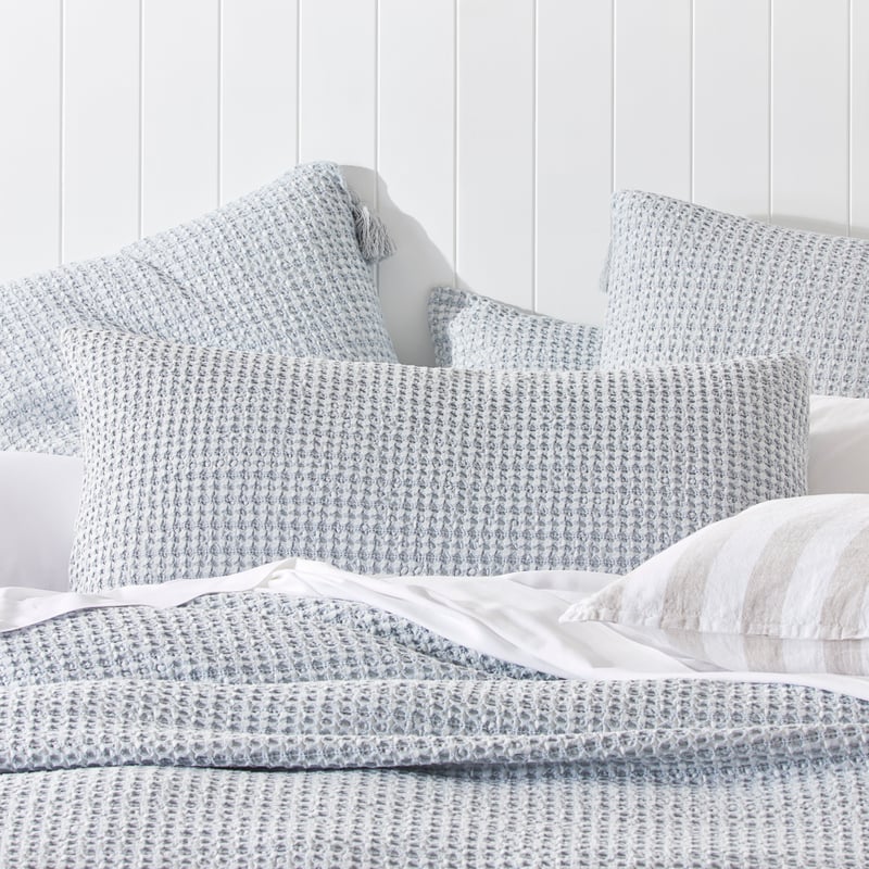 Ren Blue Grey Waffle Quilt Cover Separates