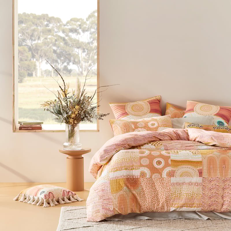 Miimi + Jiinda Jiinda & Gagu Coral Quilted Quilt Cover + Separates