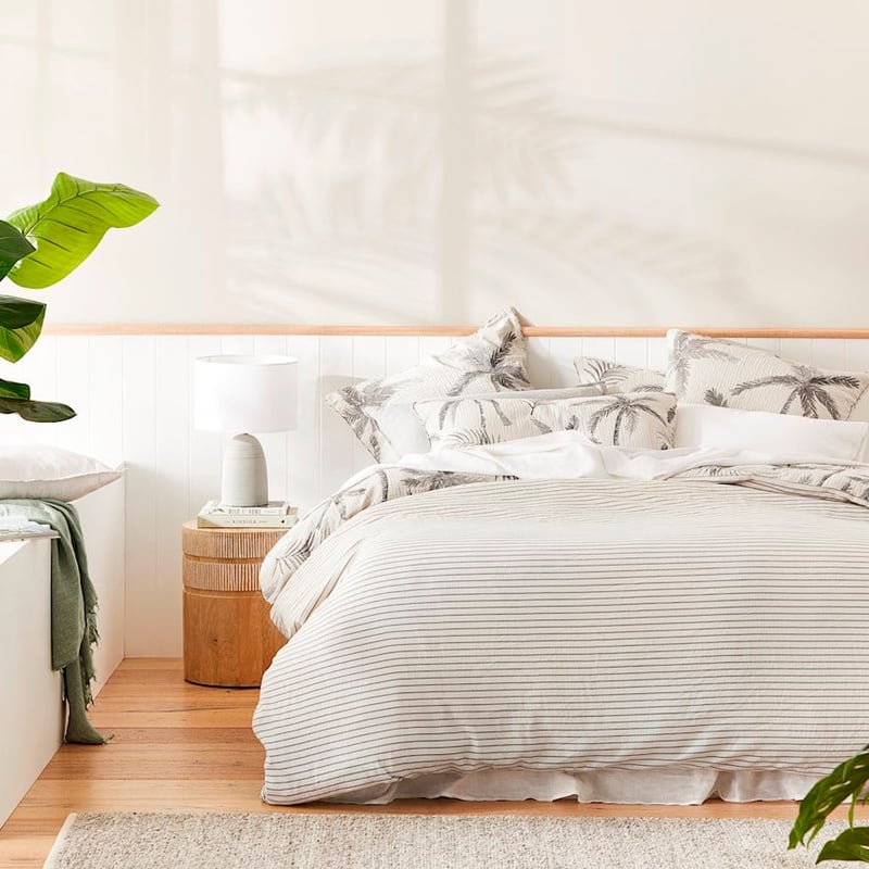 Palm Breeze Natural Jacquard Quilt Cover Separates