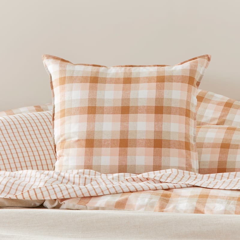 Vintage Washed Linen Cotton Earth Check Quilt Cover Set + Separates