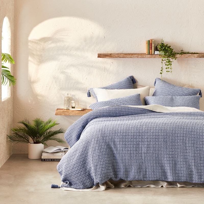 Ren Waffle Azure Blue Pillowcases