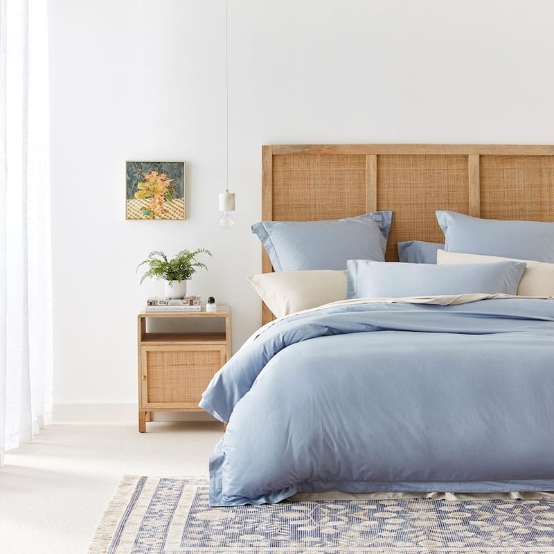 600TC Bamboo Cotton Pastel Blue Quilt Cover Separates