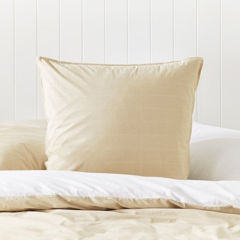 Stonewashed Cotton Sand Sketched Brick Quilt Cover Separates