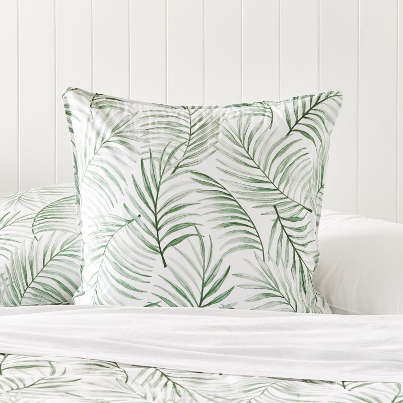 Stonewashed Cotton Green Palm Pillowcases