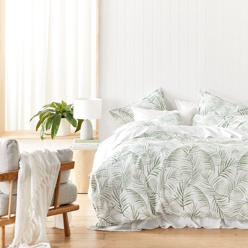 Stonewashed Cotton Green Palm Pillowcases