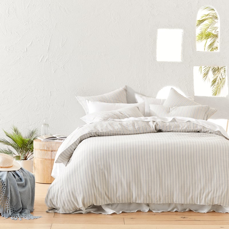 Cove Natural & Denim Stripe Quilt Cover Set + Separates