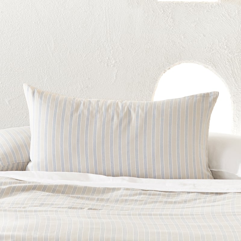 Cove Natural & Denim Stripe Quilt Cover Set + Separates