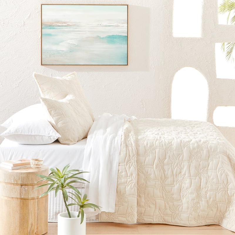 Palm Cove Natural Quilted Pillowcases