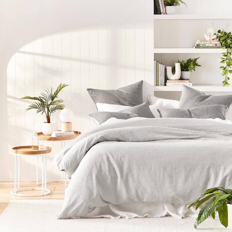 Cove Off White & Onyx Stripe Quilt Cover Set + Separates