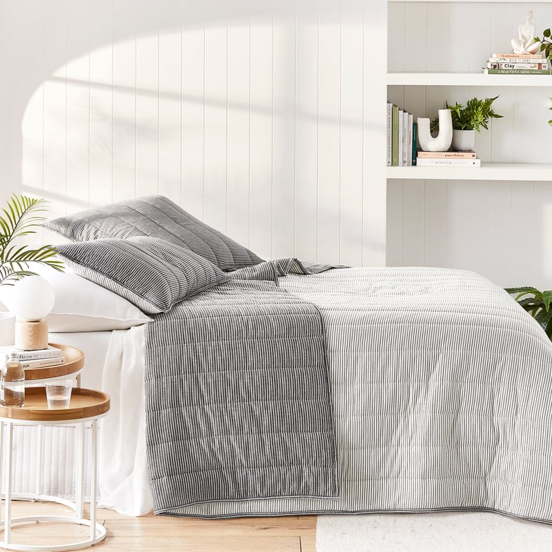 Cove Off White & Onyx Stripe Quilted Coverlet Separates
