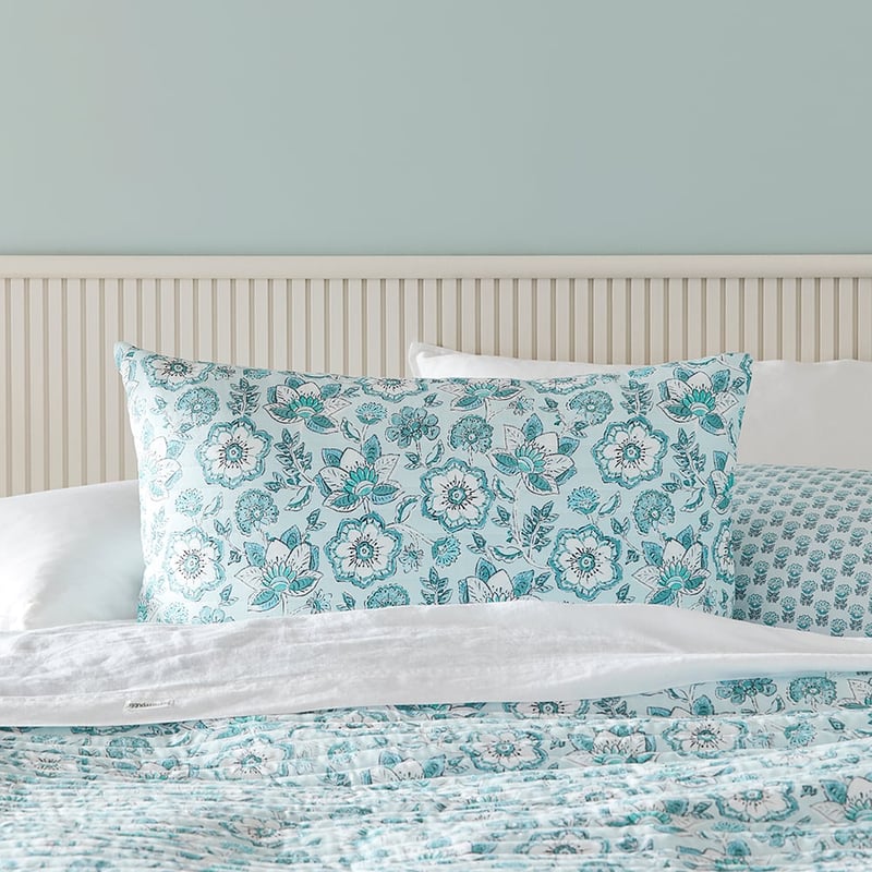 Clear Skies Aqua Quilted Pillowcases