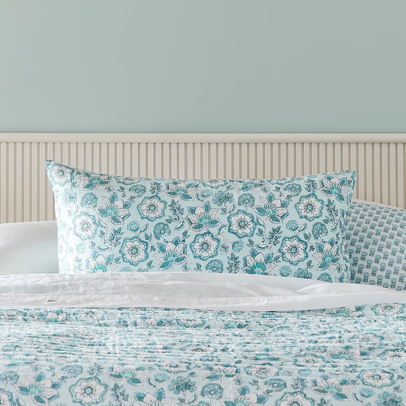 Clear Skies Aqua Quilted Pillowcases