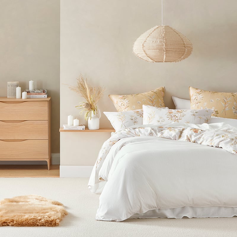 Golden Wattle White Quilt Cover Set + Separates