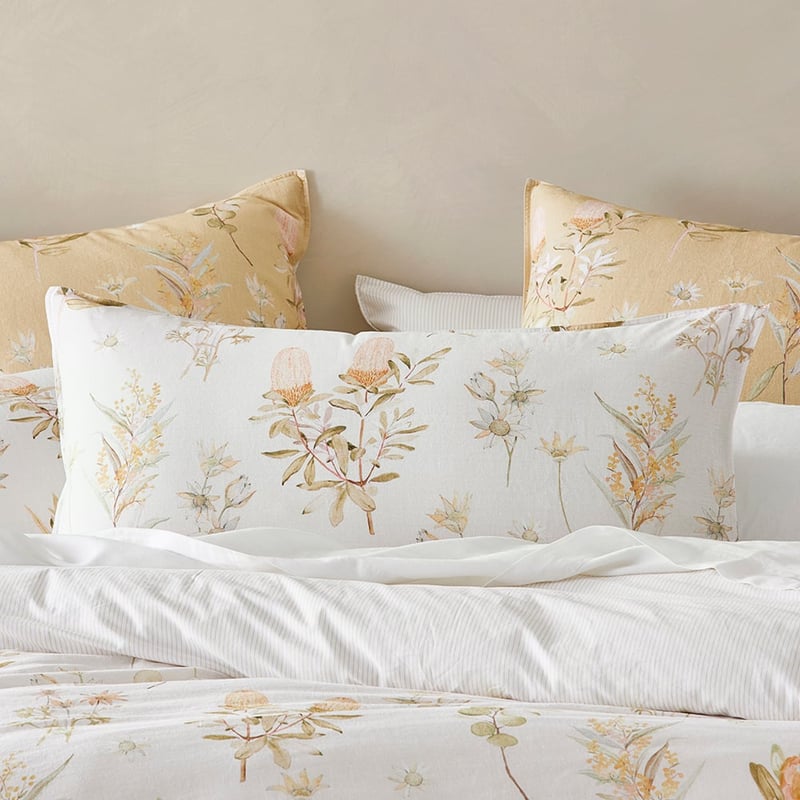 Golden Wattle White Quilt Cover Set + Separates