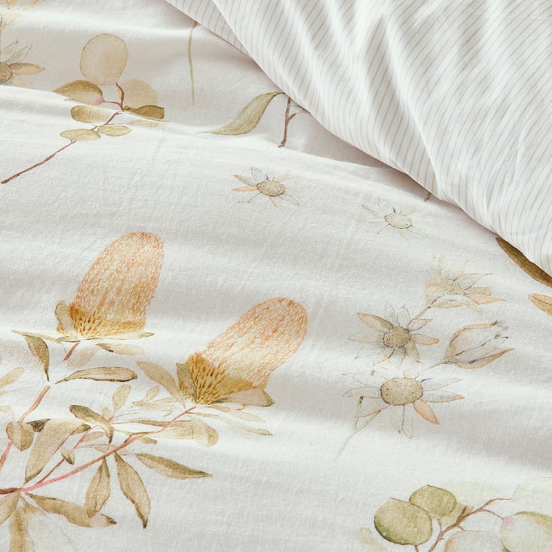 Golden Wattle White Quilt Cover Set + Separates