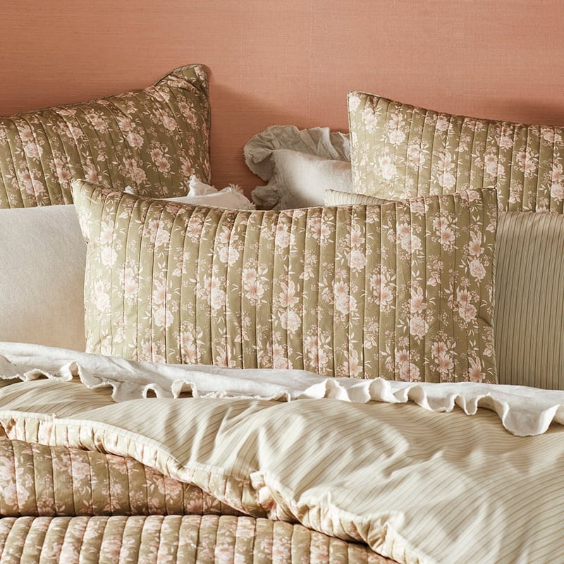 Vintage Rose Olive Quilted Quilt Cover Separates