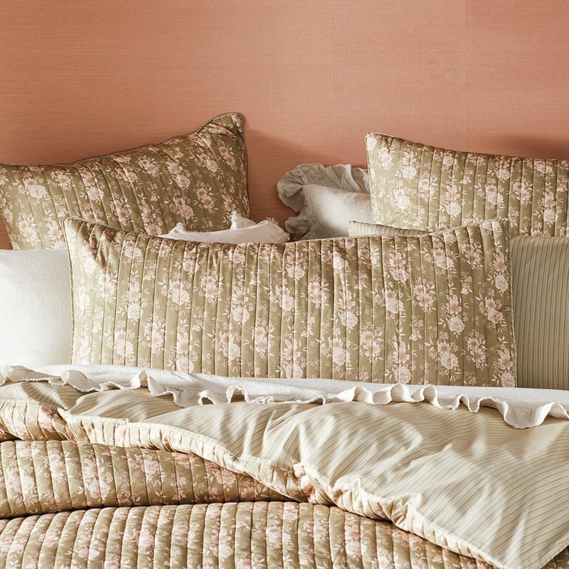 Vintage Rose Olive Quilted Quilt Cover Separates