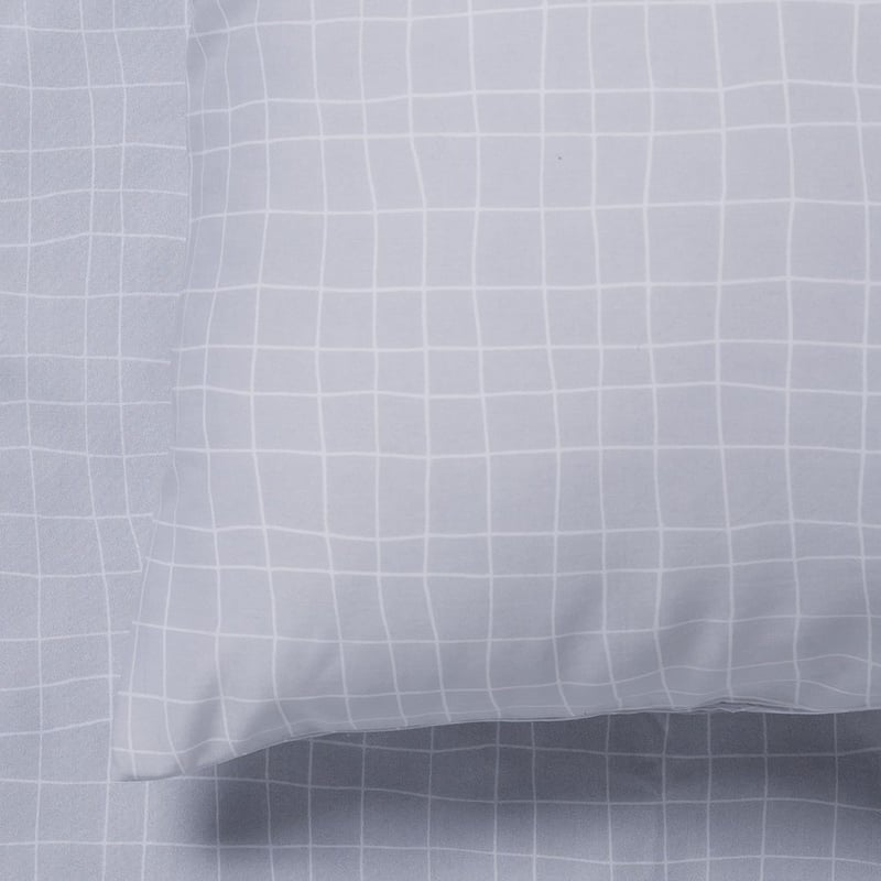 Perfect Percale Woble Check Silver Sheet Set