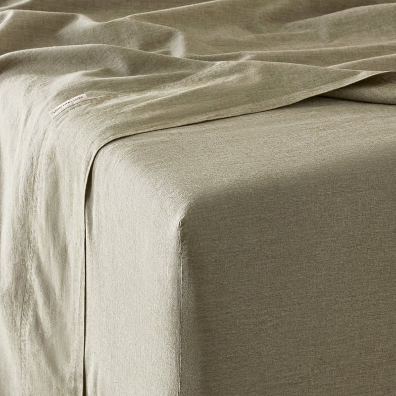 Organic Cotton Chambray Olive Sheet Set + Pillowcases