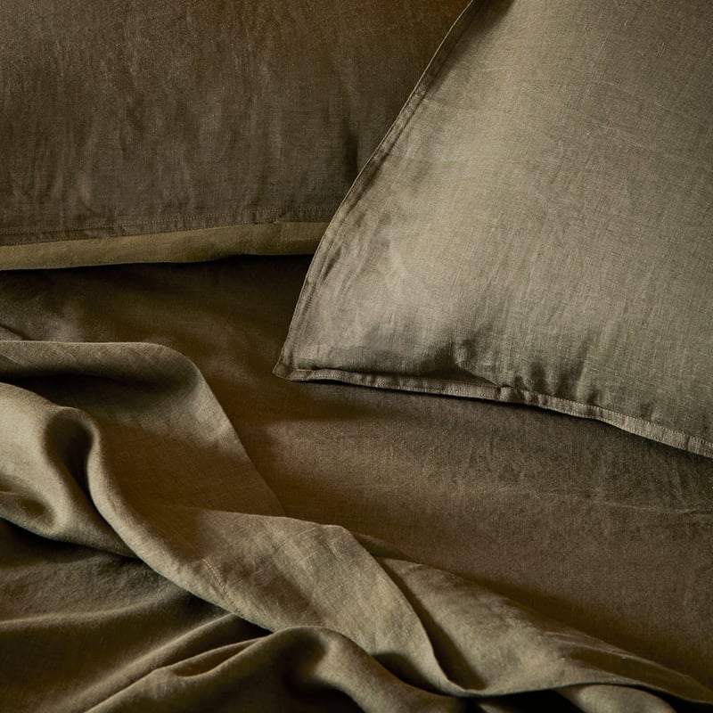 Hemp Deep Olive Sheet Separates + Pillowcases