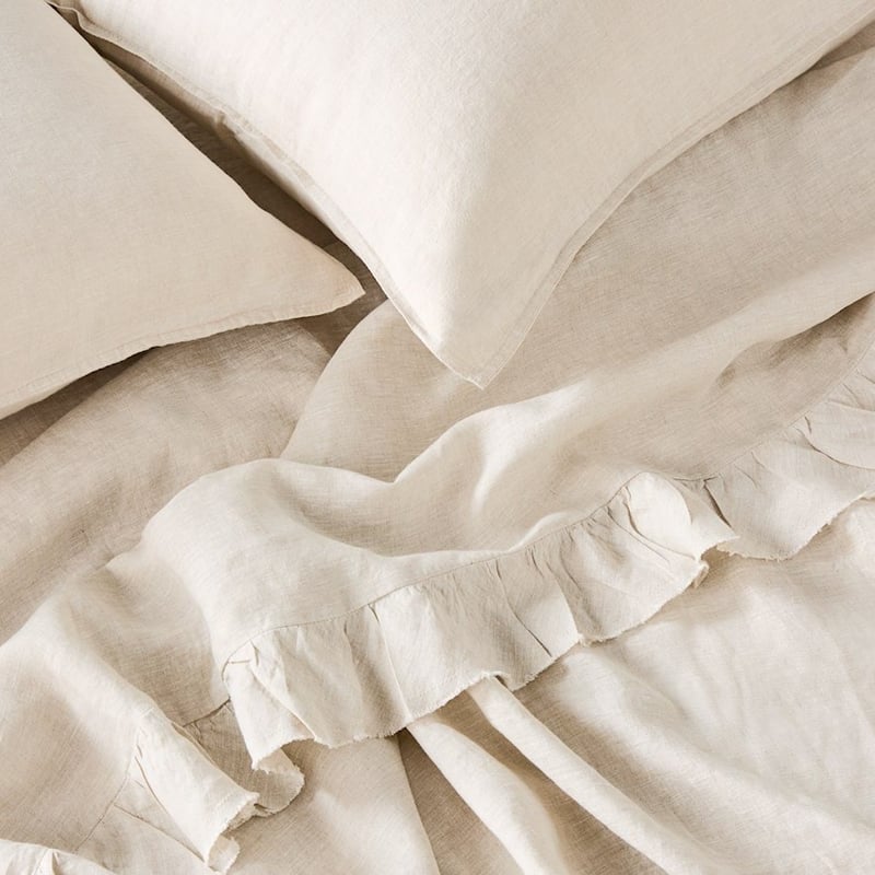 Vintage Washed Linen Ruffle Linen Flat Sheet