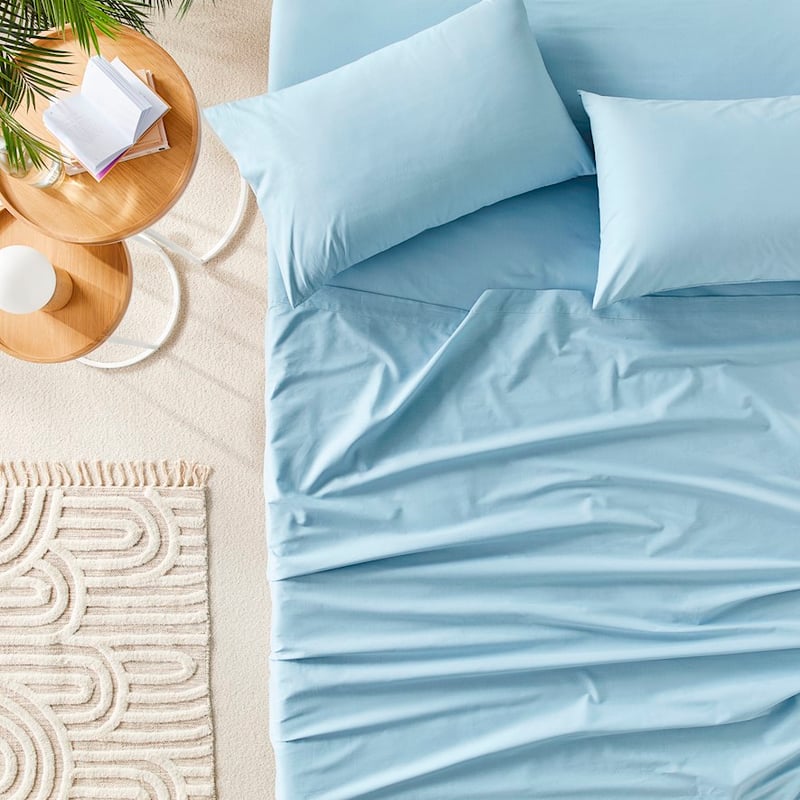 Plain Dye Perfect Cotton Percale Blue Sheet Set