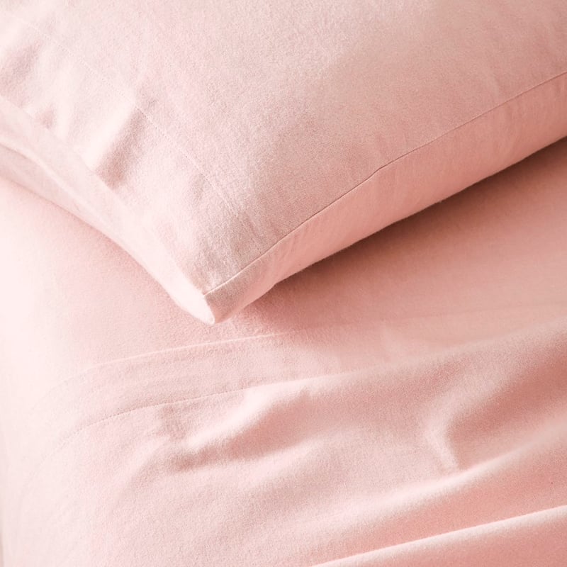 Plain Dyed Pink Flannelette Sheet Set