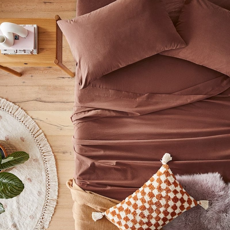 Stonewashed Cotton Mahogany Sheet Separates