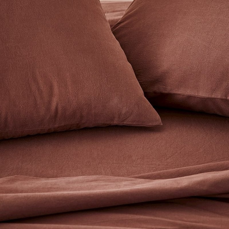 Stonewashed Cotton Mahogany Sheet Separates