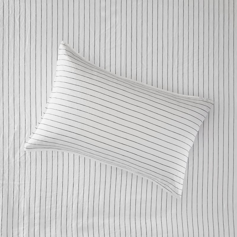 Vintage Washed Linen Onyx Stripe Sheet Separates