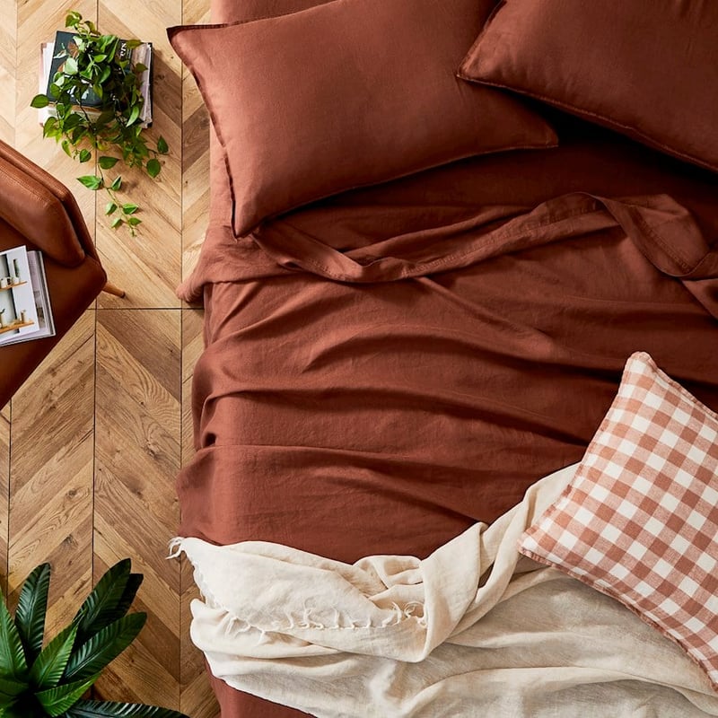 Vintage Washed Linen Pecan Brown Sheet Separates