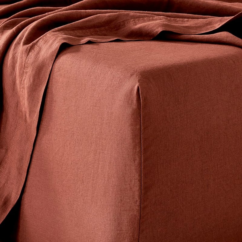 Vintage Washed Linen Pecan Brown Sheet Separates