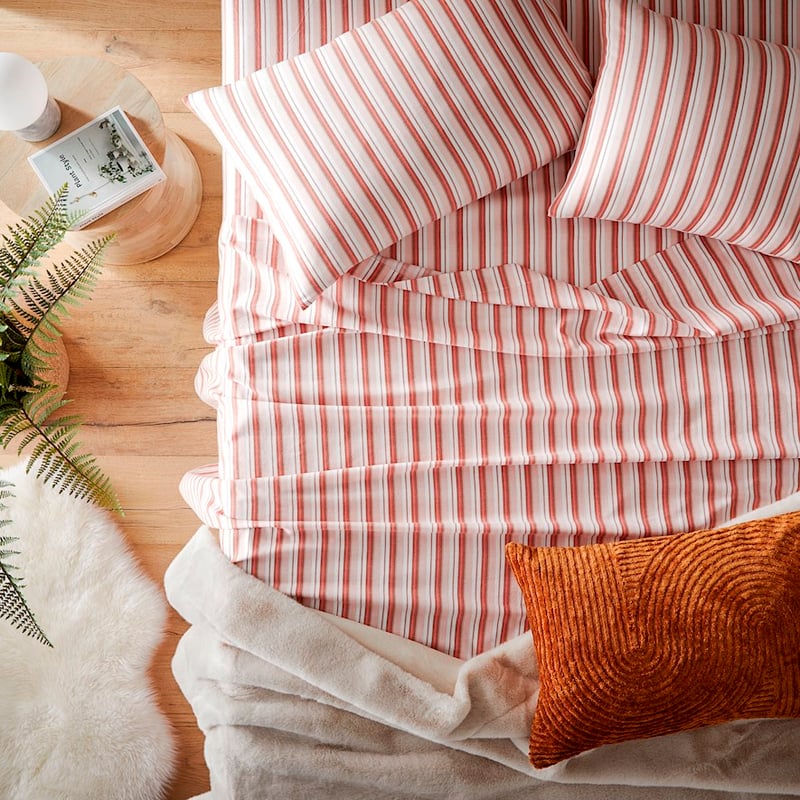 Rose Stripe Cotton Yarn Dyed Sheet Set