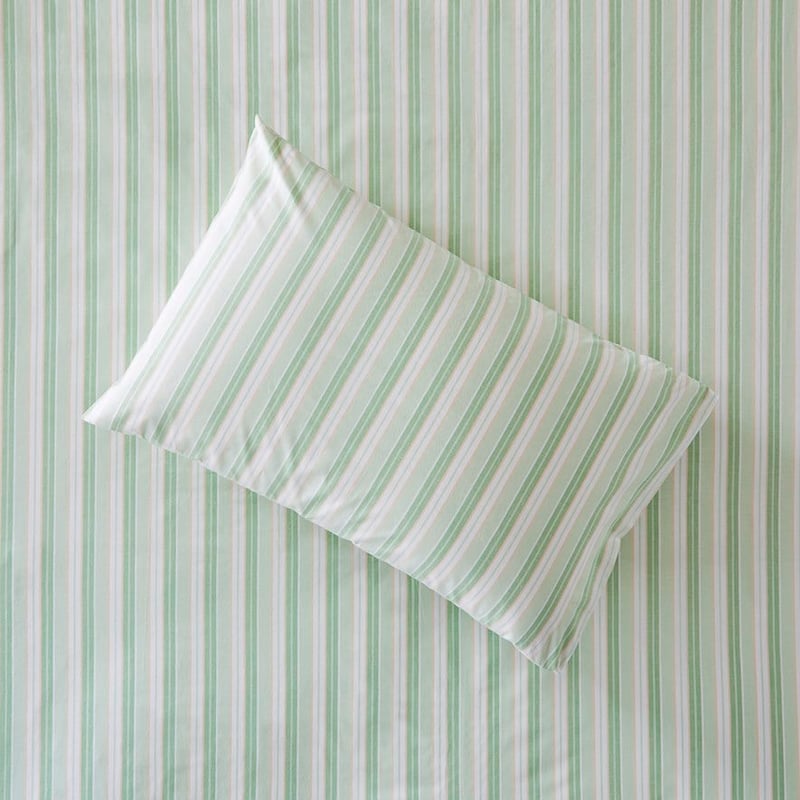 Yarn Dyed Gumleaf Stripe Green Cotton Sheet Set