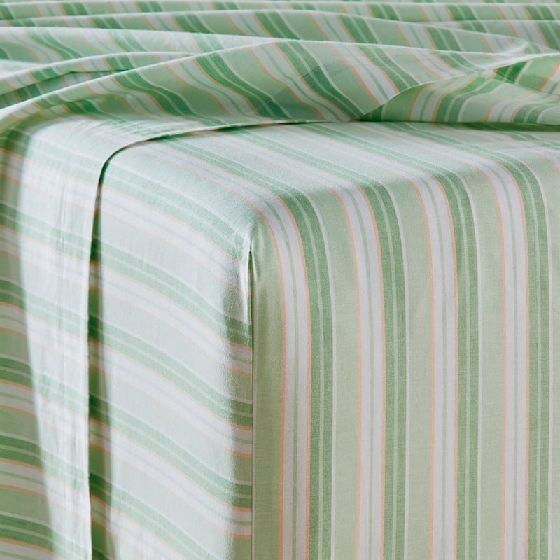 Yarn Dyed Gumleaf Stripe Green Cotton Sheet Set