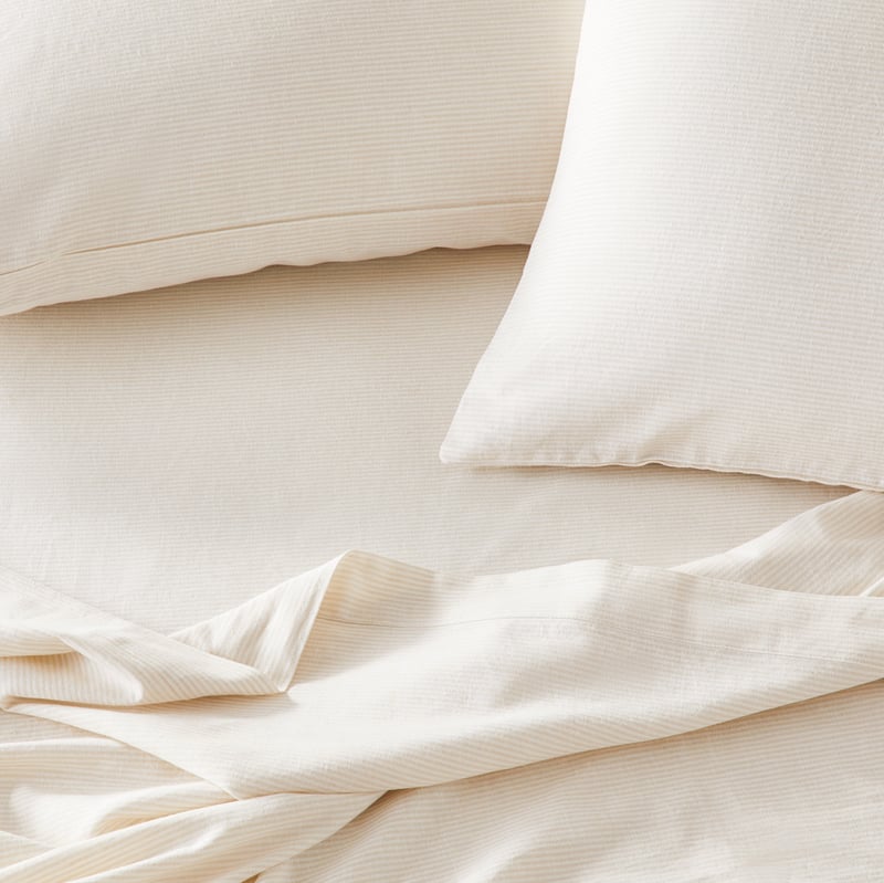 Vintage Washed Linen Cotton Sand Stripe Sheet Set
