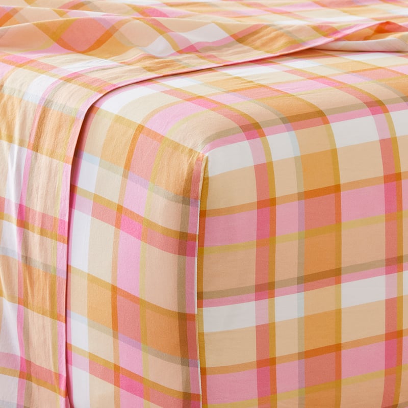 Printed Joyful Check Pink Sheet Set