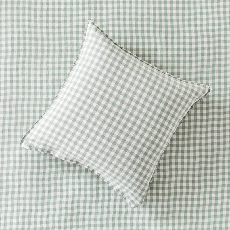Vintage Washed Linen Eucalyptus Check Sheet Separates 