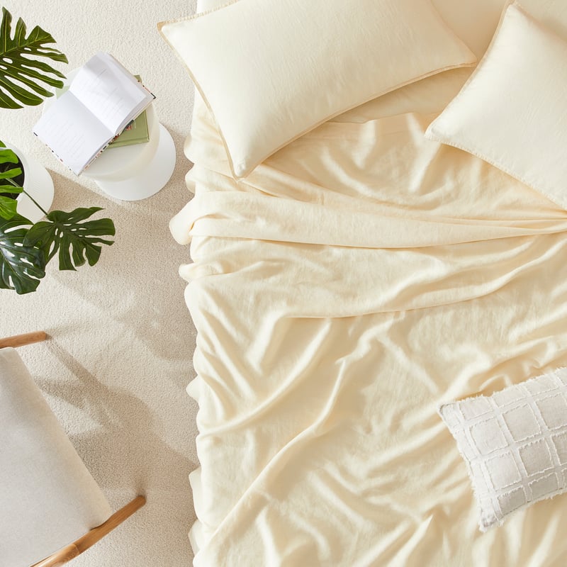 Vintage Washed Linen Vanilla Sheet Separates