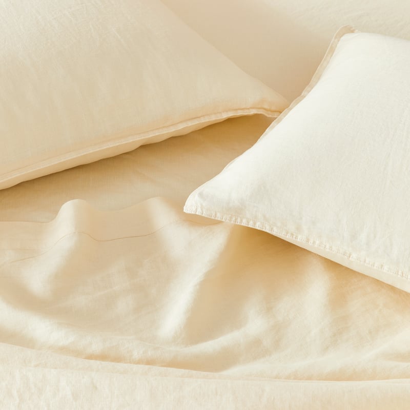 Vintage Washed Linen Vanilla Sheet Separates