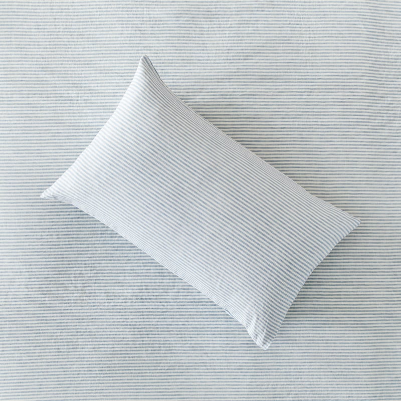 Vintage Washed Linen Blue Stripe Sheet Set + Pillowcases