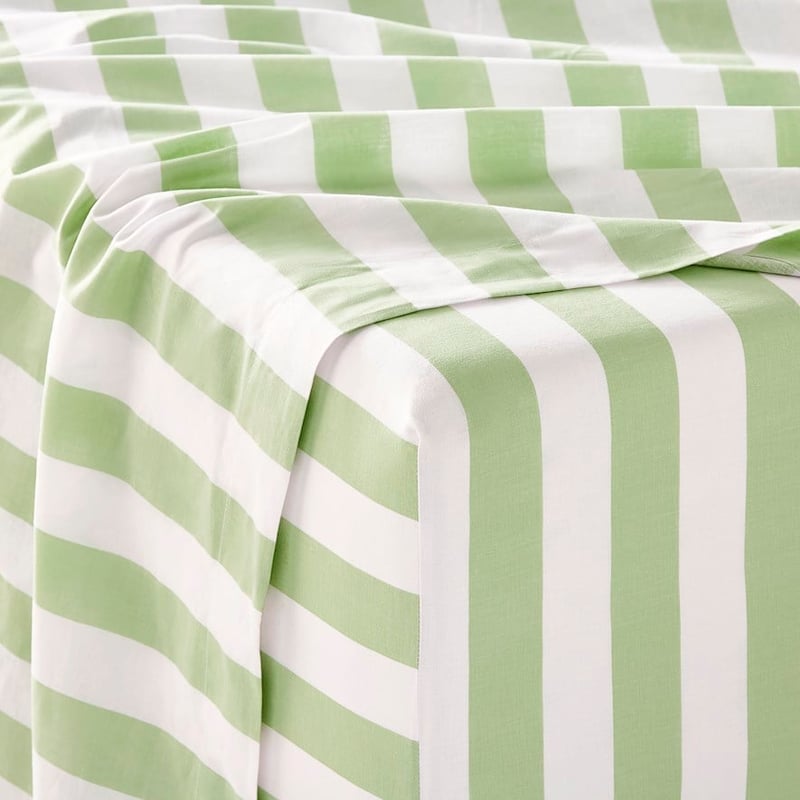 Perfect Cotton Printed Percale Sage Candy Stripe Sheet Set