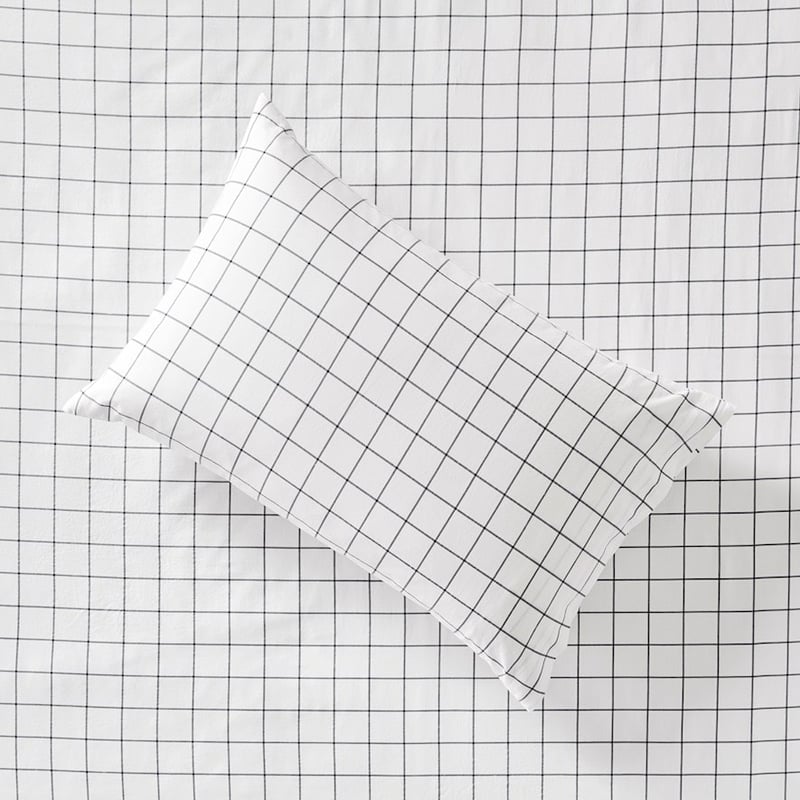 Stonewashed Cotton Printed Black Checkerboard Sheet Separates