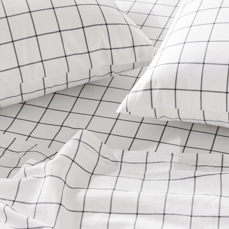 Stonewashed Cotton Printed Black Checkerboard Sheet Set