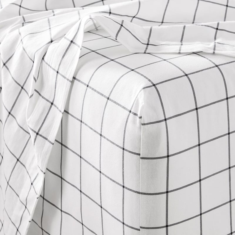 Stonewashed Cotton Printed Black Checkerboard Sheet Set