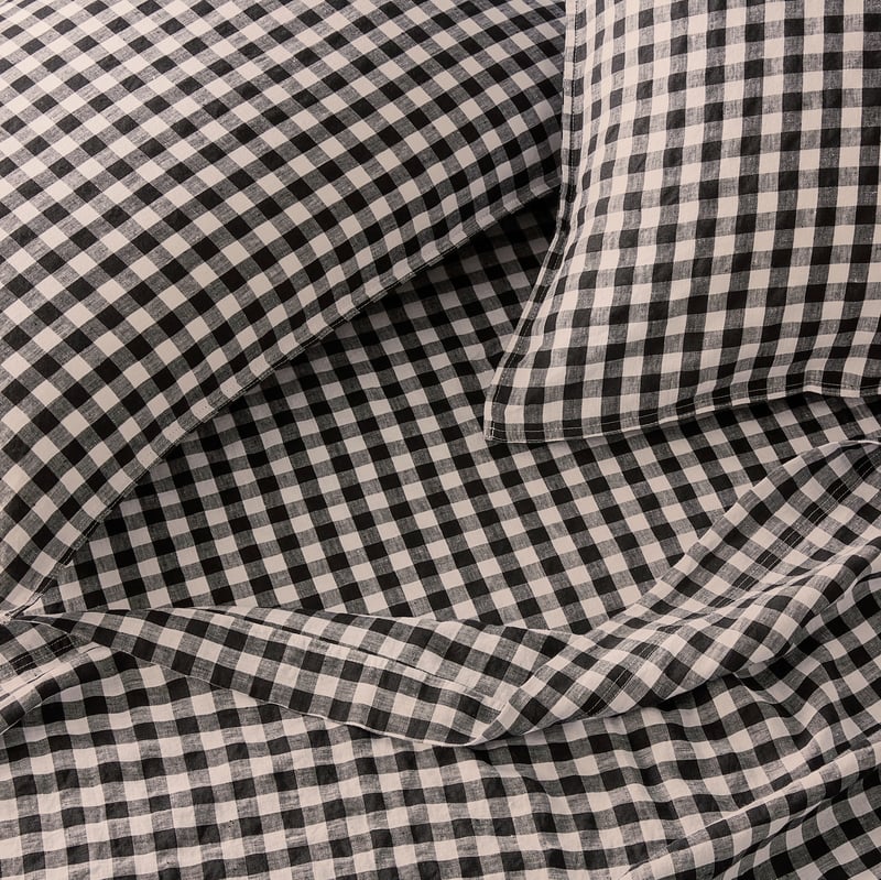 Vintage Washed Onyx Check Sheet Separates + Pillowcases