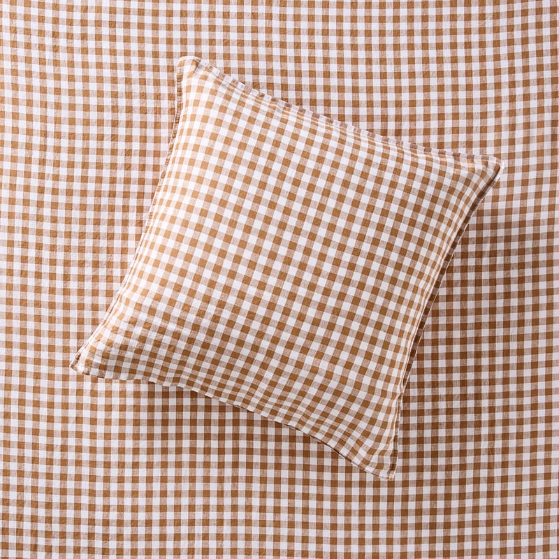 Vintage Washed Caramel Check Sheet Separates